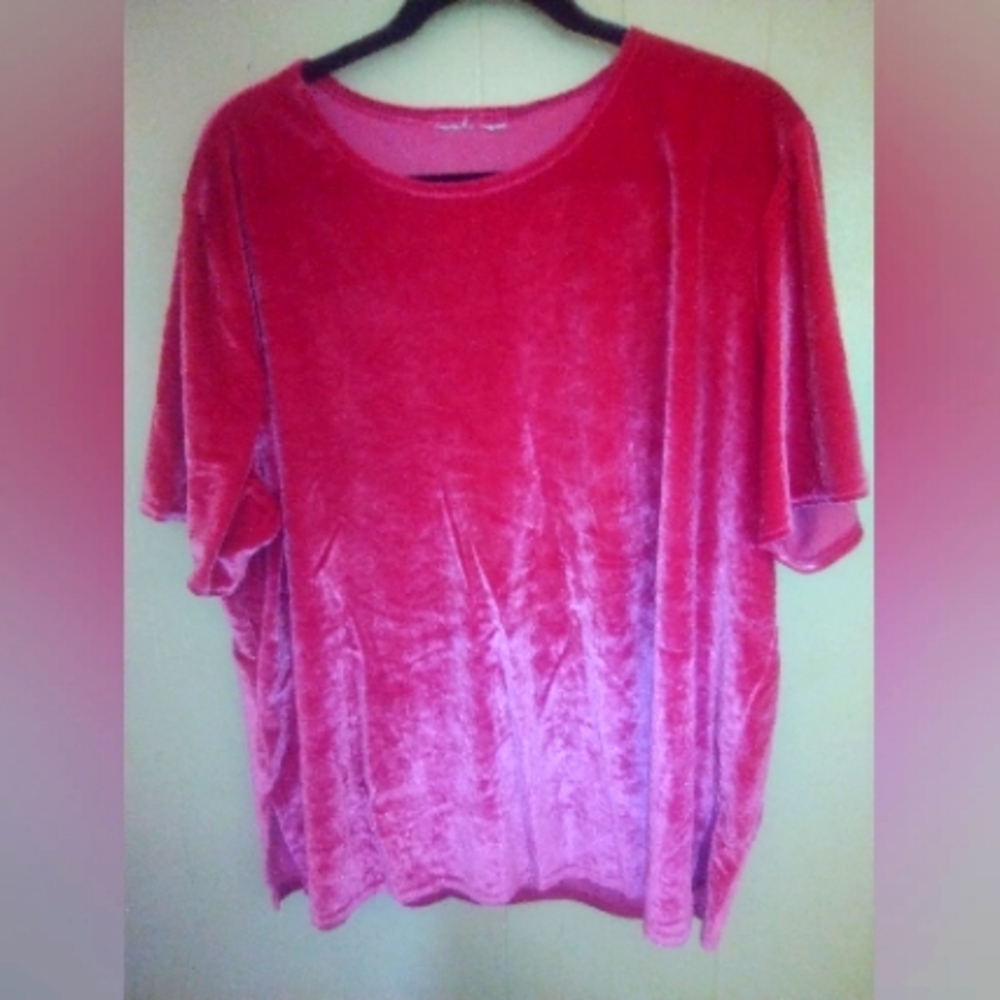 Pink silky short sleeve shirt